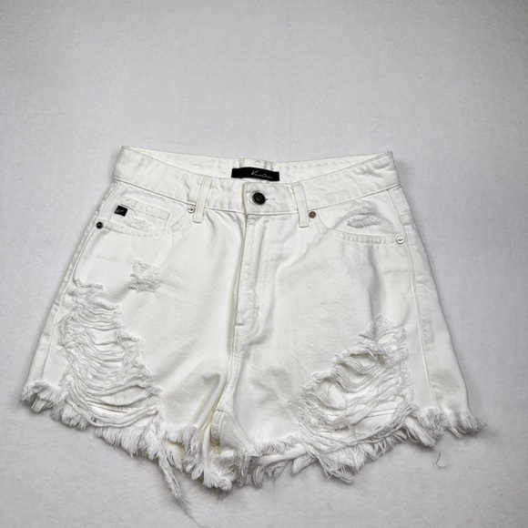 KanCan Waist 28” White Distressed Jean Shorts - Picture 1 of 4